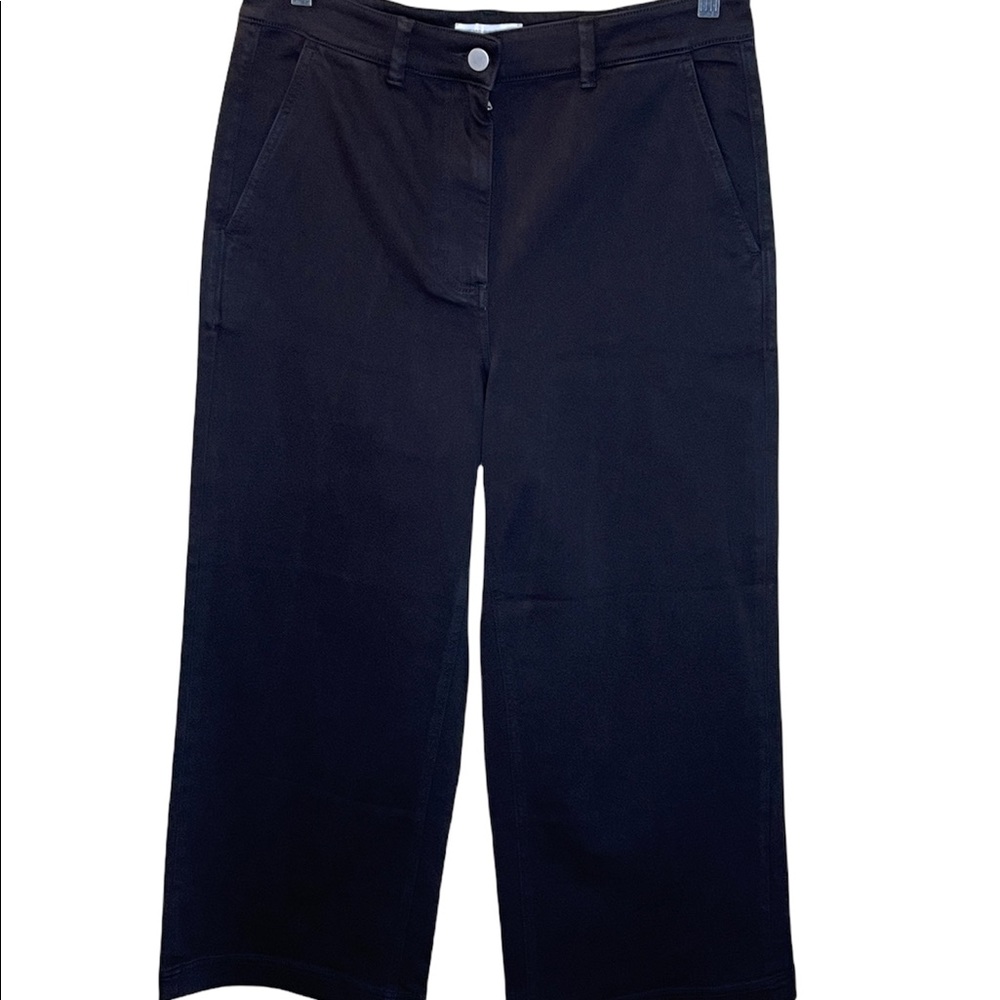 EVERLANE HIGH-RISE BLACK WIDE LEG CROPPED PANTS SIZE 14